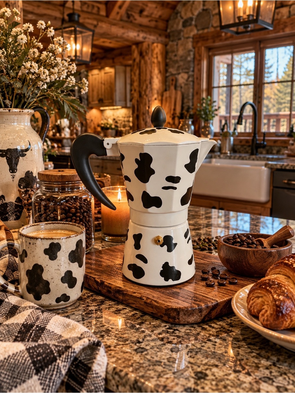 Cow Print Moka Stovetop Espresso Maker